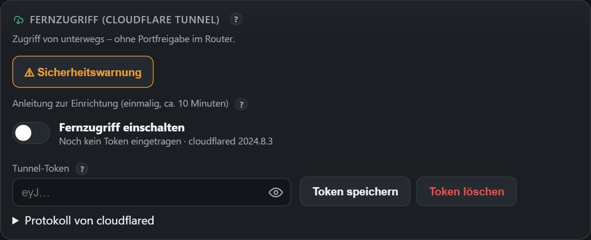 Fernzugriff per Cloudflare-Tunnel einrichten