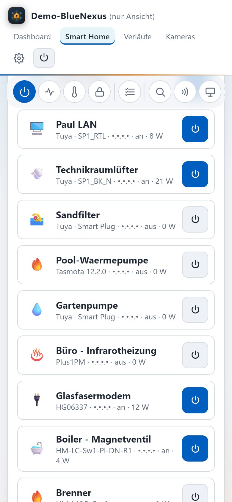 Geräteliste auf dem Handy
